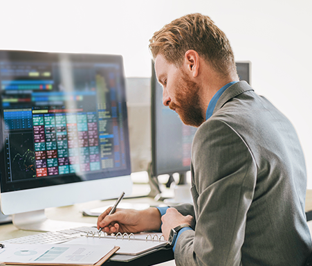 man working on a computer